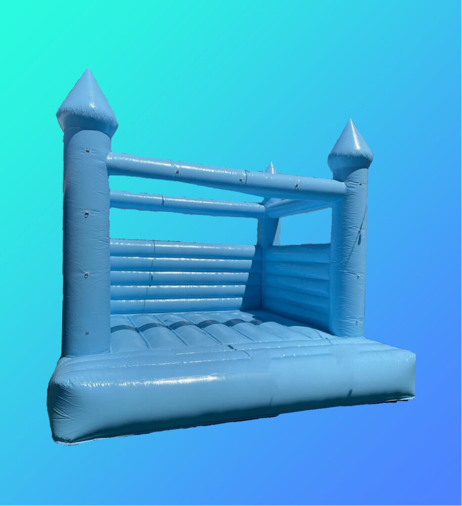 A blue bouncy castle