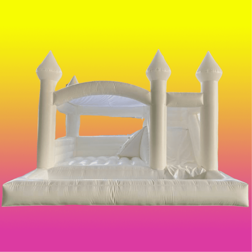 White Colored Three in One Combo bounce house