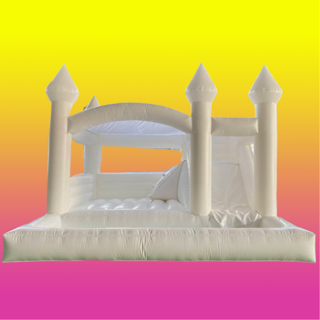 White Colored Three in One Combo bounce house